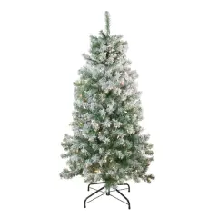 4.5ft. Pre-Lit Flocked Winema Pine Artificial Christmas Tree, Clear Lights