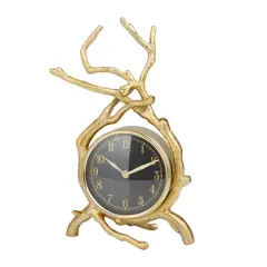 Gold Contemporary Abstract Clock, 8" x 4" x 13"