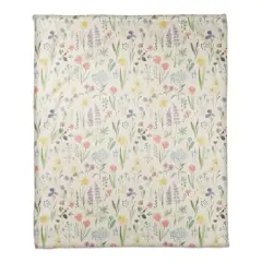 Floral Meadows Coral Fleece Blanket