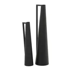 CosmoLiving by Cosmopolitan Black Metal Slim Vase with Handles Set of 2 22", 17"