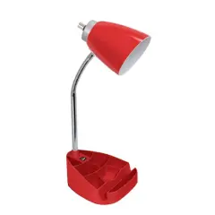 LimeLights 18.5" Gooseneck Desk Lamp with Tablet Stand and USB Port Red