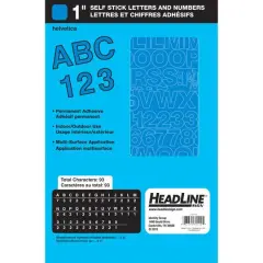 Headline Sign&reg; Blue Helvetica Capital Letters Vinyl Stickers, 1''