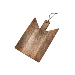 Hello Honey&reg; 12" Natural Geometric Wood Cutting Board with Leather Tie