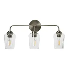 Hello Honey&reg; Robert Stevenson Lighting Holden Metal & Glass 3-Light Vanity Antique Nickel