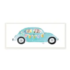 Stupell Industries Decorated Easter Car Bunnies Floral Pattern Banner Wall Plaque Art