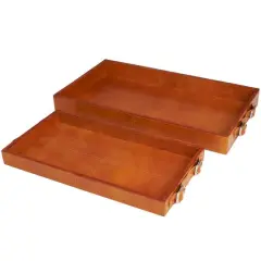 Leather Nesting Tray with Buckle Handles D&eacute;cor Set Brown