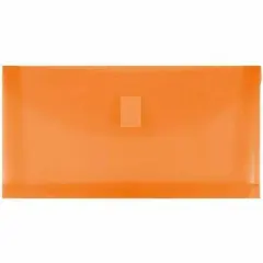 JAM Paper 5.25" x 10" Plastic #10 Business Filing Envelopes with Hook & Loop Closure, 108ct. Orange