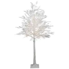5ft. Pre-Lit White Floral Artificial Christmas Tree, Warm White LED Lights