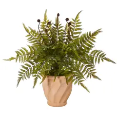 22" Fern in Orange Planter