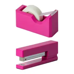 JAM Paper Stapler & Tape Dispenser Set Fuchsia