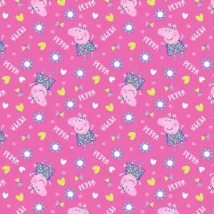 Peppa Pig Pink Toss Cotton Fabric