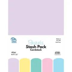 PA Paper&trade; Accents Pastels Stash Pack 8.5 x 11" Cardstock, 40 sheets