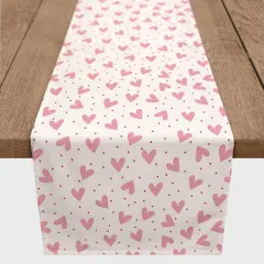 Heart Polka Pattern 16" x 90" Cotton Twill Runner