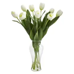 24" Tulip Arrangement in Vase White