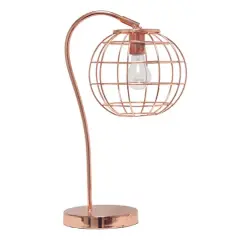 Lalia Home 20" Arched Metal Cage Table Lamp Rose Gold