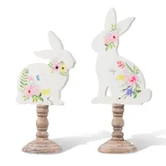 Glitzhome&reg; 12.5" Easter Wooden Bunny Table D&eacute;cor Set