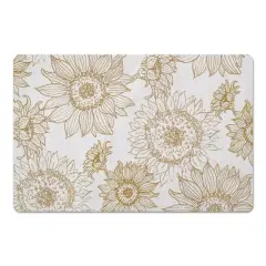 Large Sunflower Head Floor Mat Gold and White