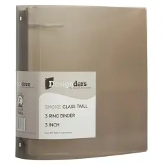 JAM Paper 3" Glass Twill Plastic 3-Ring Binder Smoke