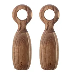 Hello Honey&reg; 8" Brown Acacia Wood Salt & Pepper Mill Set