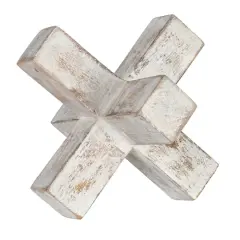Hello Honey&reg; 6" Whitewashed Mango Wood Jack Cross Decoration