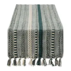 DII&reg; 108" Braided Stripe Table Runner Dark Green