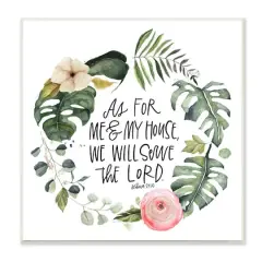 Stupell Industries Serve the Lord Joshua 24:15 Tropical Palm Wreathe,12" x 12"