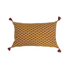 Hello Honey&reg; Floral Pattern Cotton Slub Lumbar Pillow with Tassels