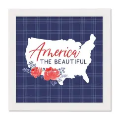 America the Beautiful Plaid White Framed Canvas