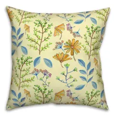 Summer Floral Print Throw Pillow Yellow