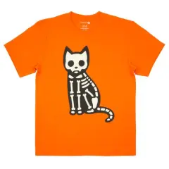 Orange Skeleton Cat Youth Crew Neck T-Shirt by Celebrate It&trade;