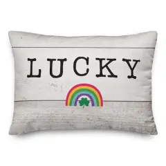 Lucky Wood Slats Rainbow 14" x 20" Throw Pillow
