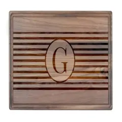 Stripe Monogram Walnut Cutting Board G