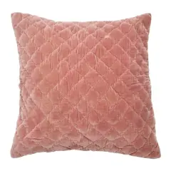 Hello Honey&reg; 20'' Pink Square Quilted Velvet Pillow Cover