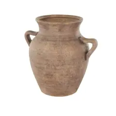 13" Copper Ceramic Antique Style Textured Vase with Handles