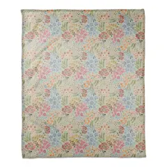 Wild Flower Floral Coral Fleece Blanket Blue