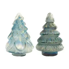 Hello Honey&reg; 6" Iridescent Blue Embossed Reclaimed Glass Tree D&eacute;cor Set