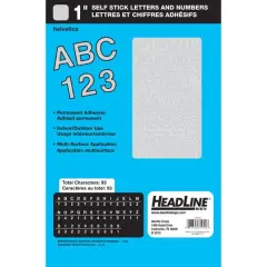 Headline Sign&reg; Metallic Silver Helvetica Capital Letters Vinyl Stickers, 1''