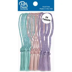 PA Paper&trade; Accents Aqua, Light Pink & Lilac Tassels, 24ct.