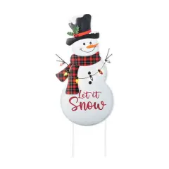 Glitzhome&reg; 36" Lighted Metal Christmas Snowman Yard Stake with Colorful Bulbs