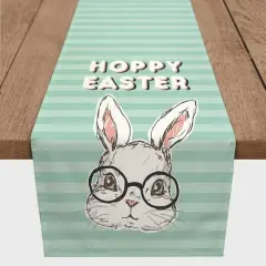 Bunny With Glasses 16" x 90" Poly Twill Table Runner