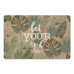 Let Your Soul Shine Topical Palm Floor Mat Beige