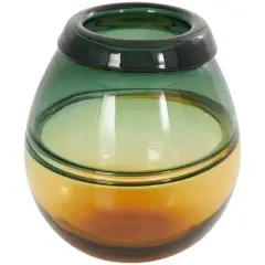 9" Green & Yellow Ombre Glass Vase