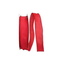 Reliant 1.5" x 50yd. Linen Wired Ribbon Red