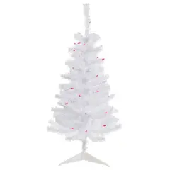 3ft. Pre-Lit Woodbury White Pine Slim Artificial Christmas Tree, Pink Lights