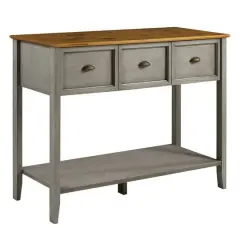 Walker Edison 52" Reclaimed Barnwood & Gray 3-Drawer Buffet Table