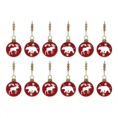 Metal Cut Out Bear & Moose Ornament Set
