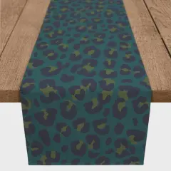 72" Leopard Cotton Twill Runner Blue