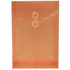 JAM Paper 6.25" x 9.25" Button & String Tie Closure Plastic Envelopes, 12ct. Peach