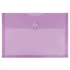 JAM Paper 9.75" x 14.5" Button & String Tie Closure Plastic Envelopes, 12ct. Lilac Purple