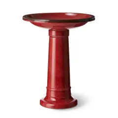 Glitzhome&reg; 21.5" Faux Ceramic Tall Pedestal Birdbath